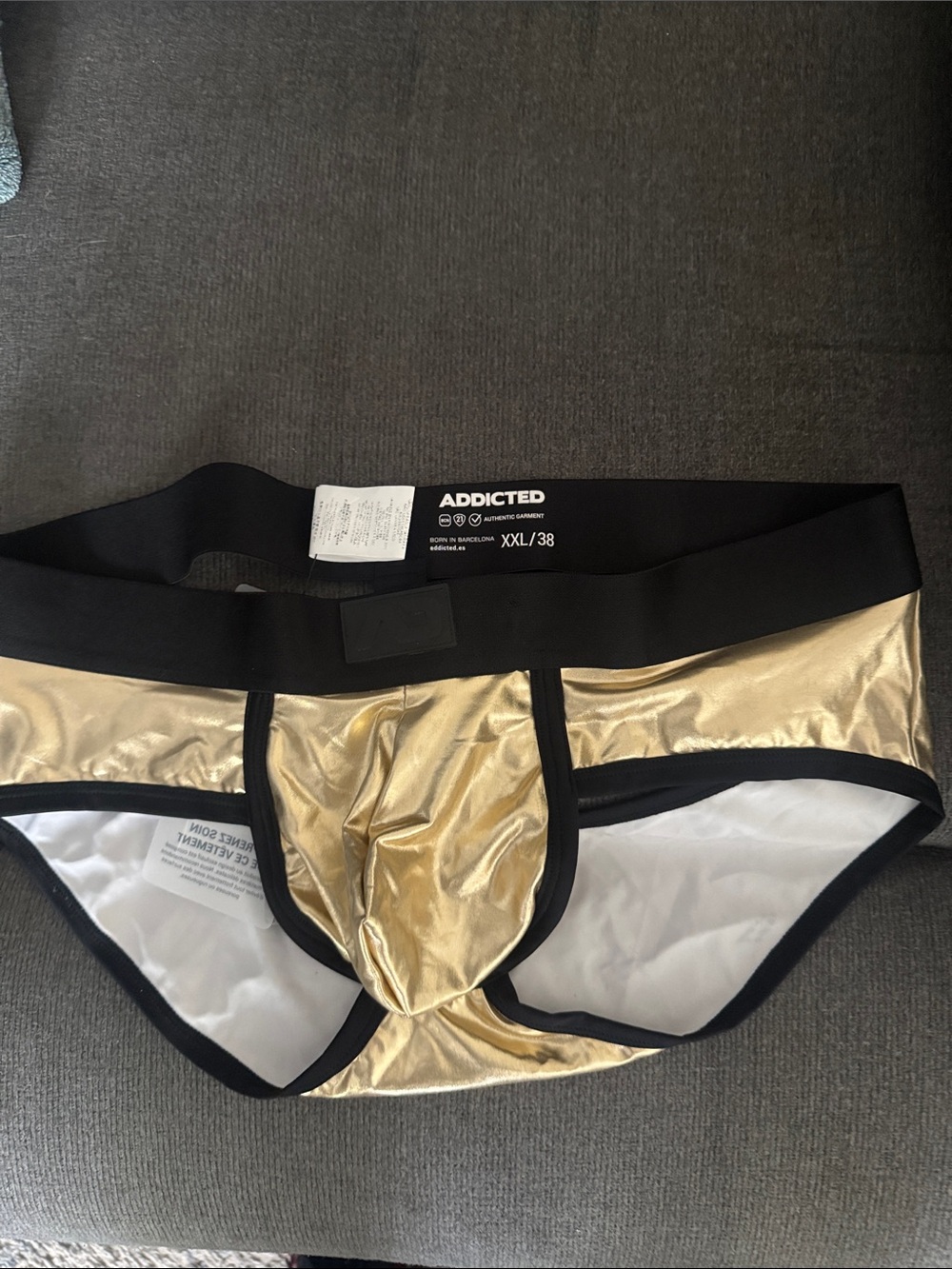 Addicted Brands Metallic Gold Briefs with Black Trim